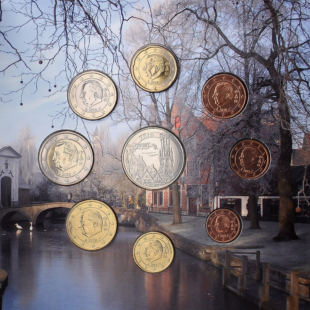 Belgique, Coffret 1 ct. - 2 Euro + Jeton, Centre historique de Bruges, BU, 2010