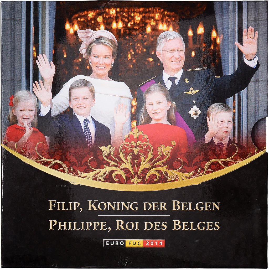 Belgique, Coffret 1 ct. - 2 Euro + Jeton, Philippe, Roi des Belges, BU, 2014