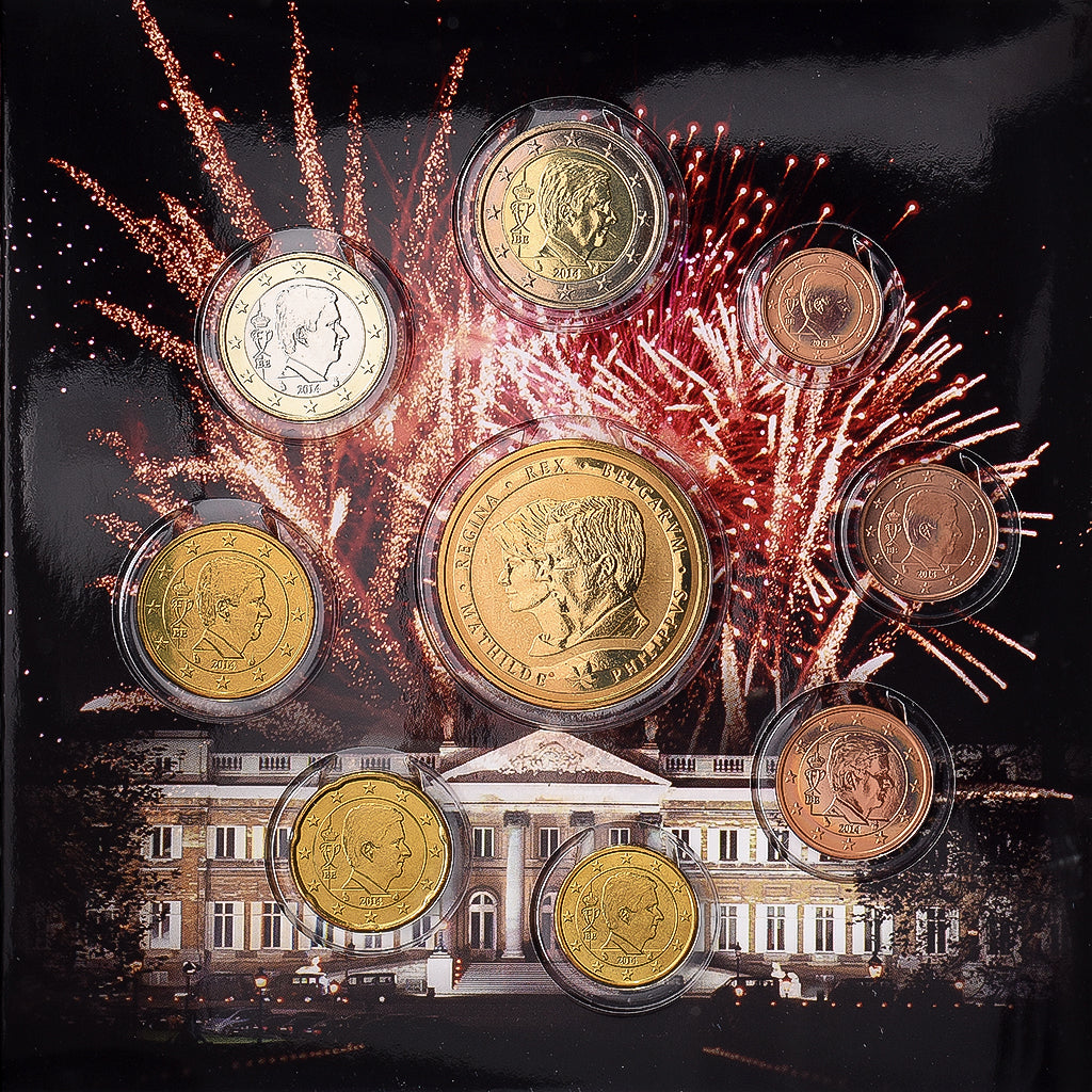 Belgique, Coffret 1 ct. - 2 Euro + Jeton, Philippe, Roi des Belges, BU, 2014