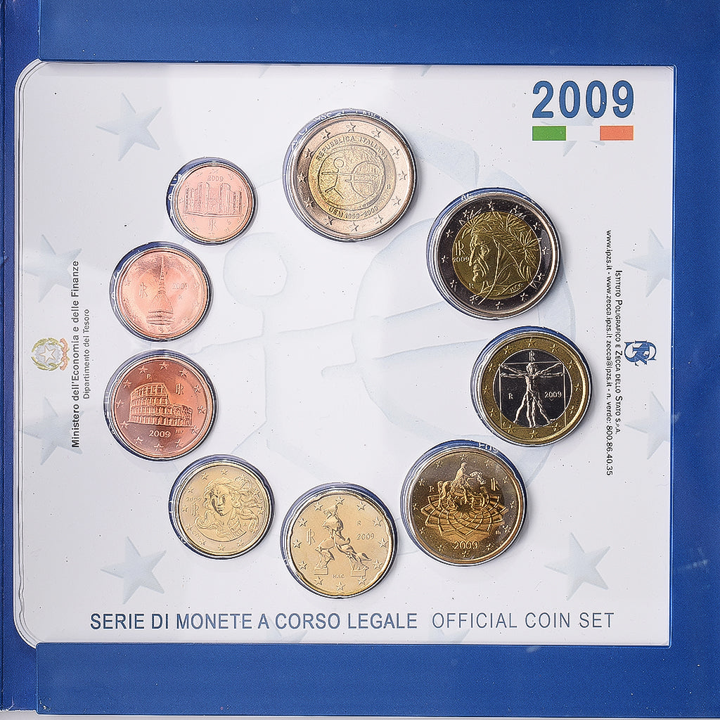 Italië, Set 1 ct. - 2 Euro, BU, 2009, Rome, n.v.t., FDC