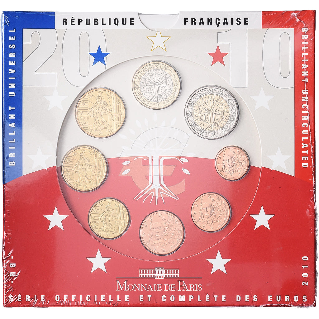 França, Coffret 1c. à 2€, BU, 2010, MDP, Prata, MS(65-70)