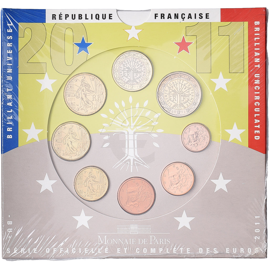 France, Coffret 1c. à 2€, BU, 2011, MDP, Silver, MS(65-70)