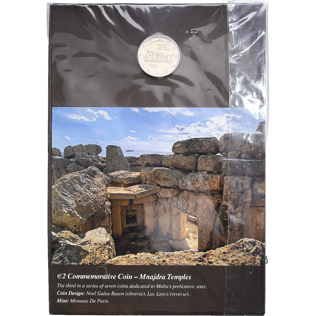 Malta, 2 Euro, Mnajdra temples, BU, 2018, MDP, Bimetaliczny, MS(65-70)