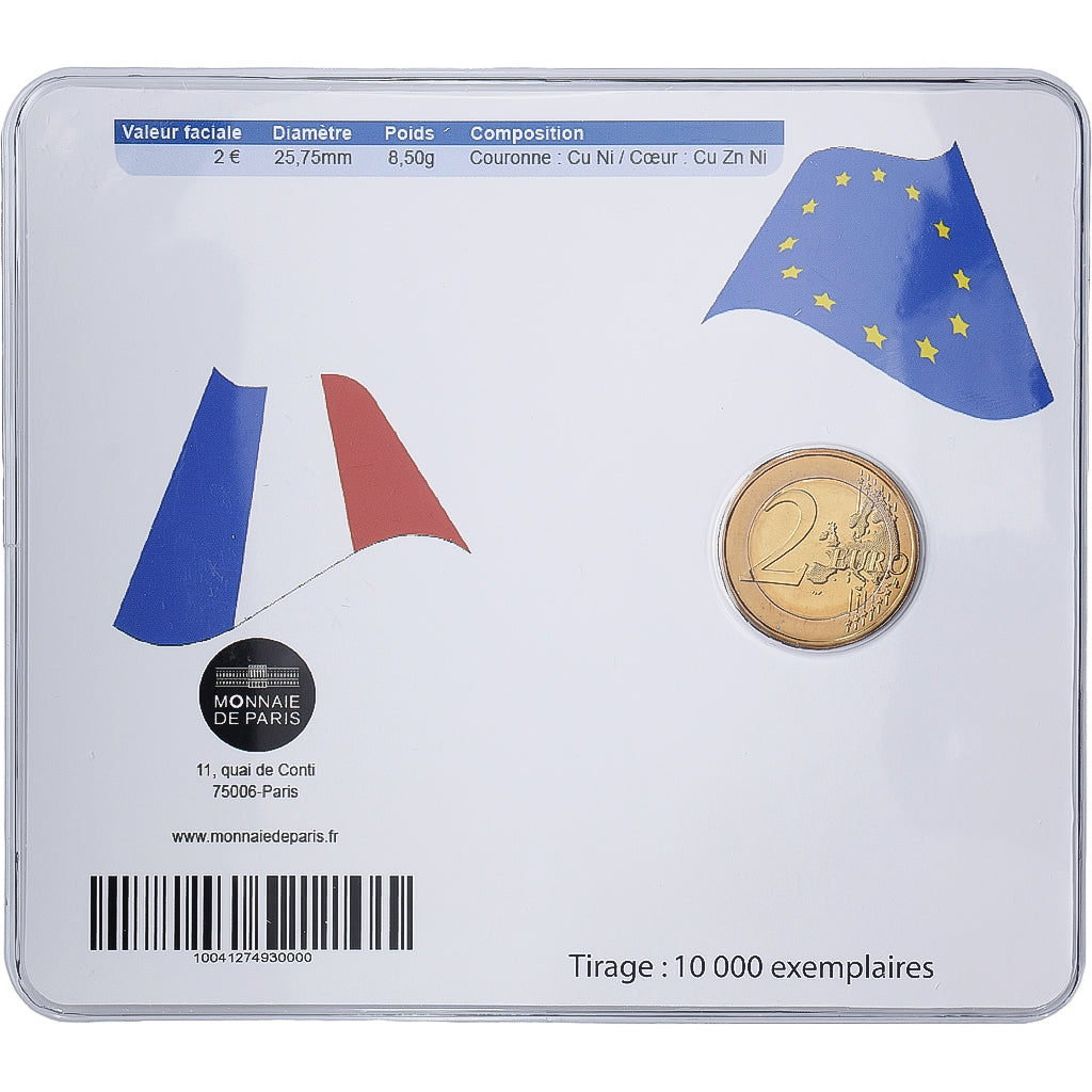 France, 2 Euro, 10 Years of Euro, Coin Card, BU, 2012, MDP, Bi-Metallic