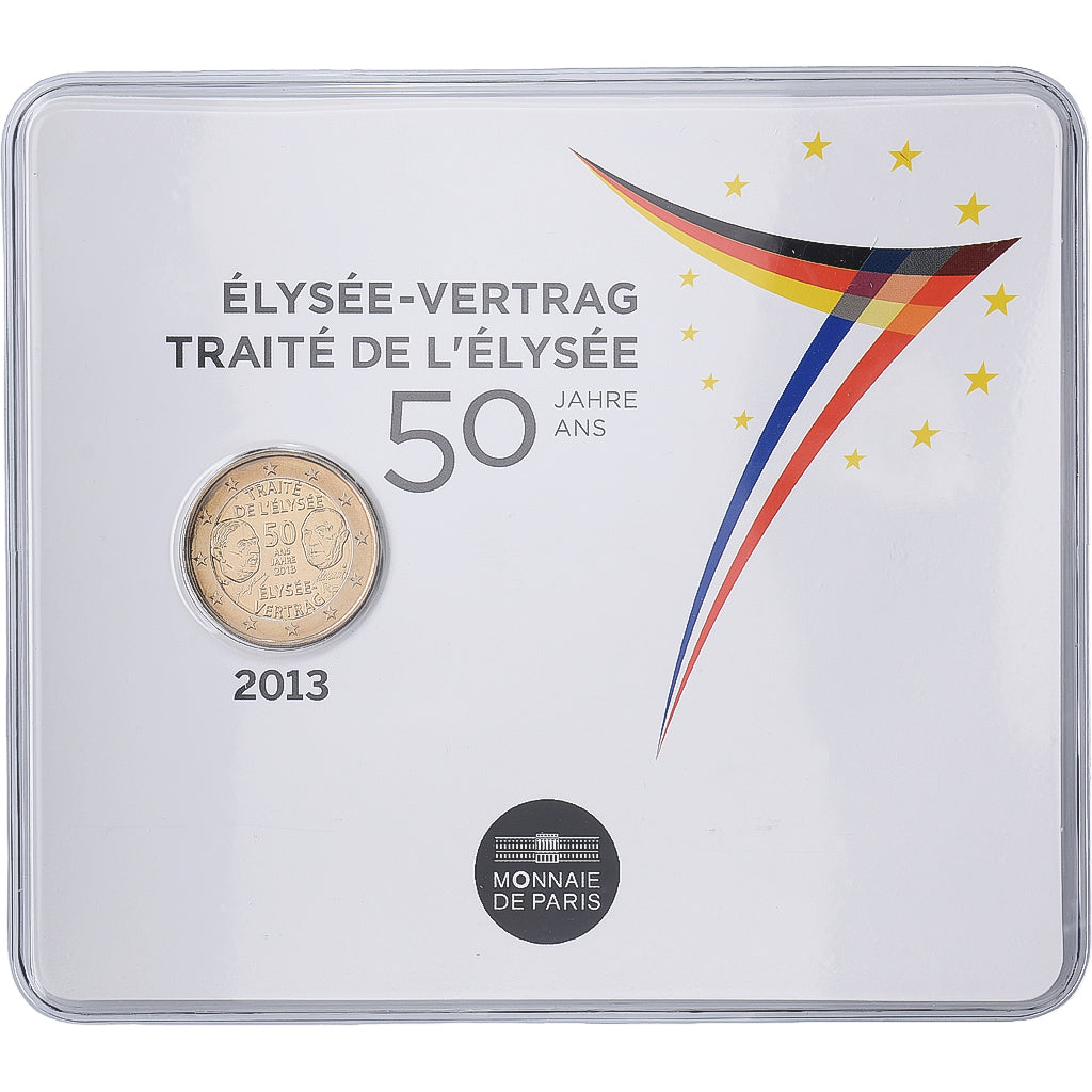 Frankreich, 2 Euro, 50 ans du traité de l'Élysée, Coin Card, BU, 2013, MDP