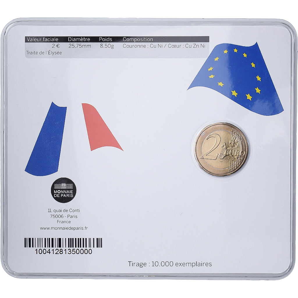 Frankreich, 2 Euro, 50 ans du traité de l'Élysée, Coin Card, BU, 2013, MDP