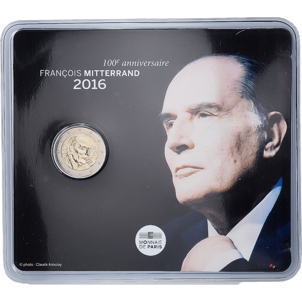 France, 2 Euro, François Mitterrand, Coin Card, BU, 2016, MDP, Bi-Metallic