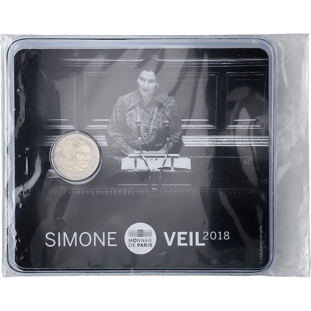 Frankreich, 2 Euro, Simone Veil, Coin Card, BU, 2018, MDP, Bi-Metallic, STGL