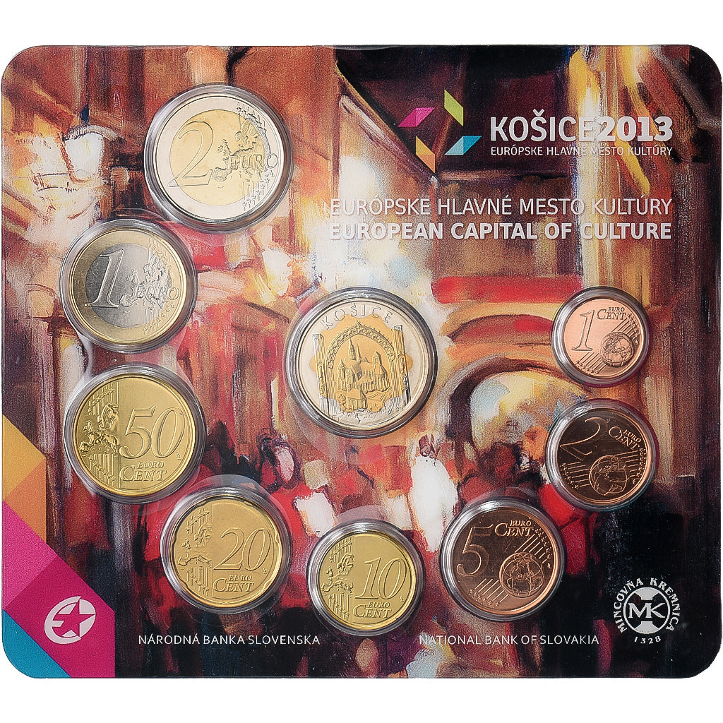 Slovaquie, Coffret 1 ct. - 2 Euro + Jeton, Košice, Capitale Européenne de la