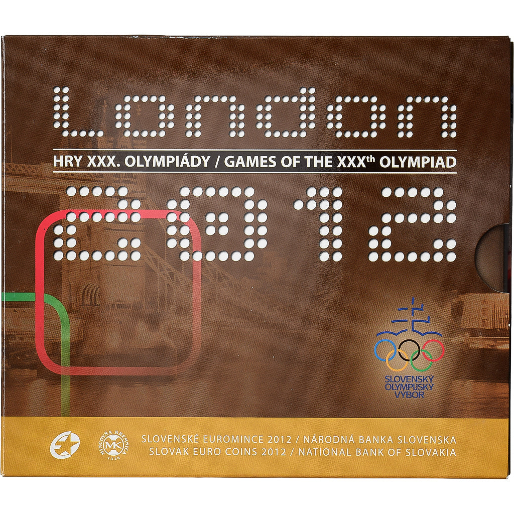 Slovaquie, Coffret 1 ct. - 2 Euro + Jeton, XXXe Jeux Olympiques, Londres, BU
