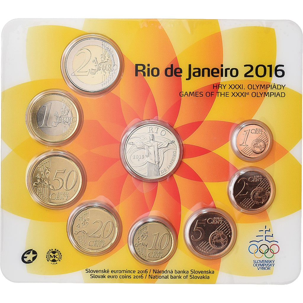 Slowakei, Set 1 ct. - 2 Euro + Token, XXXI Olympic Games, Rio de Janeiro, BU