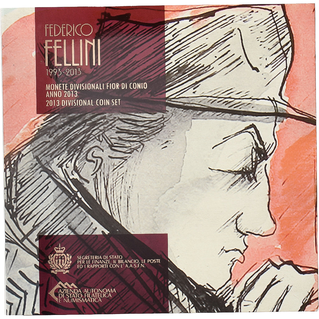 San Marino, Set 1 ct. - 5 Euro, Federico Fellini, Coin Card, BU, 2013, ND