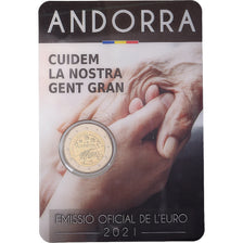 Andorra, 2 Euro, Old People, Coin Card, BU, 2021, Bi-Metallic, MS(65-70)