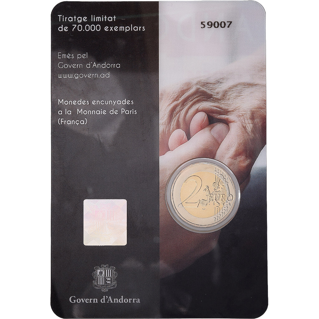 Andorra, 2 Euro, Old People, Coin Card, BU, 2021, Bi-Metallic, STGL