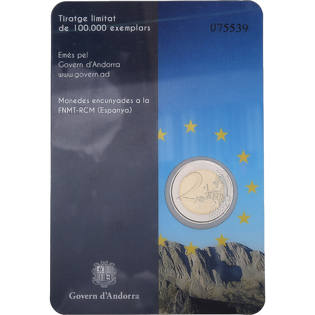 Andorra, 2 Euro, Conseil de l'Europe, Coin Card, BU, 2014, Bi-metallico, FDC