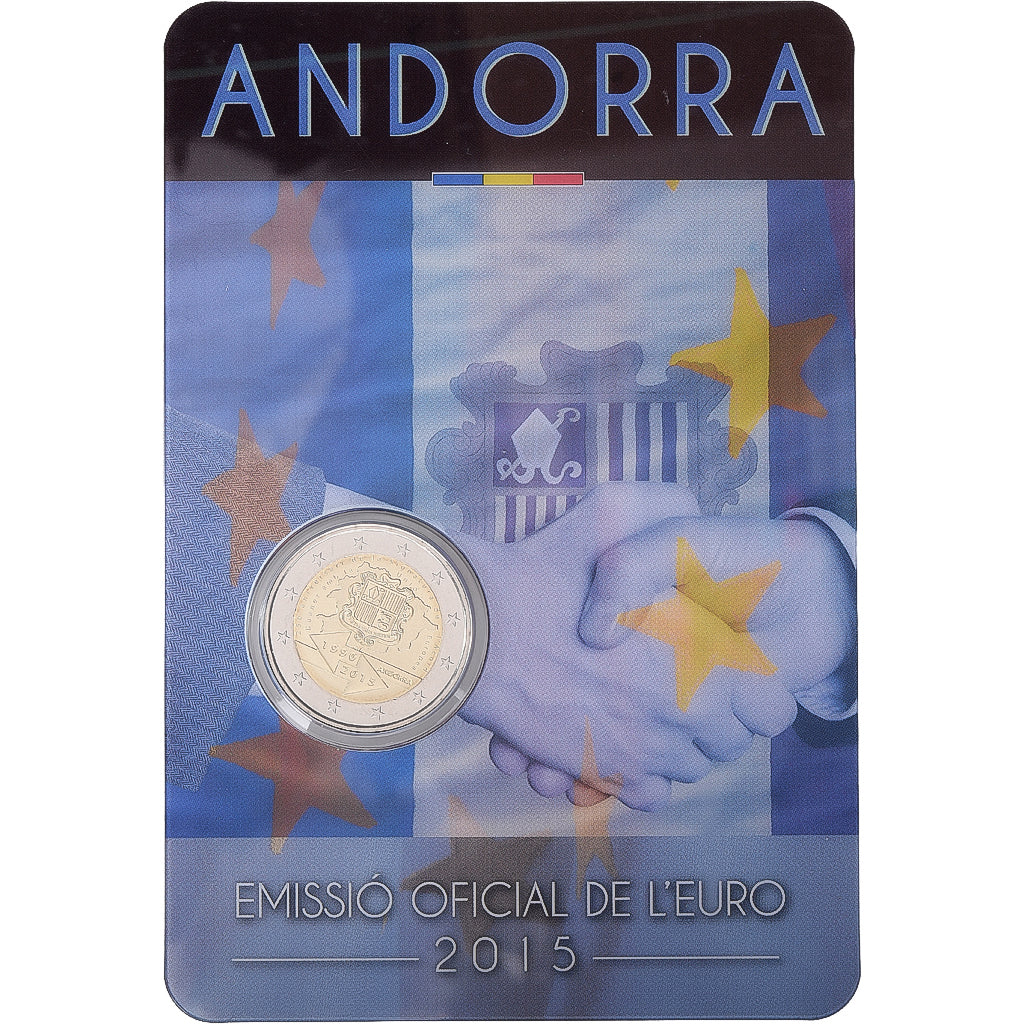 Andorre, 2 Euro, Accord Douanier, Coin Card, BU, 2015, Bimétallique, FDC