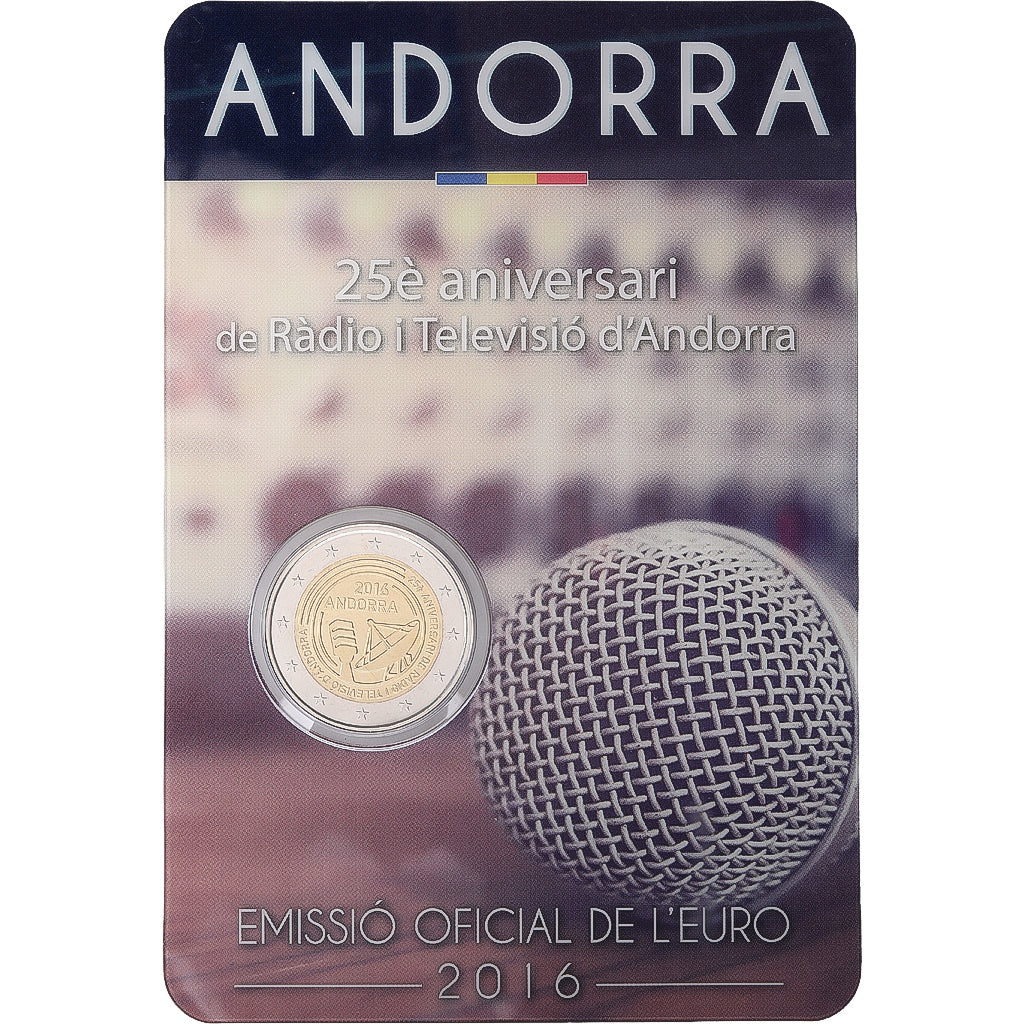 Andorra, 2 Euro, Radio and Television of Andorra, Coin Card, BU, 2016