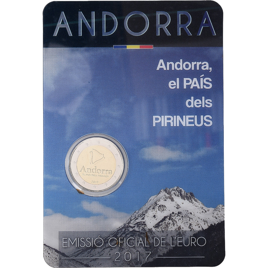 Andorra, 2 Euro, Pyrenean country, Coin Card, BU, 2017, Bi-metallico, FDC