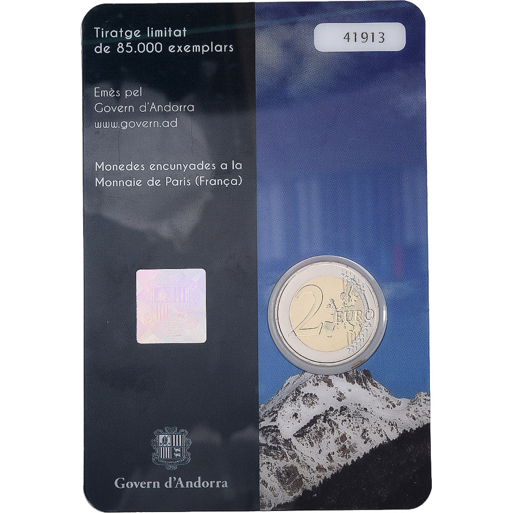 Andorra, 2 Euro, Pyrenean country, Coin Card, BU, 2017, Bi-metallico, FDC