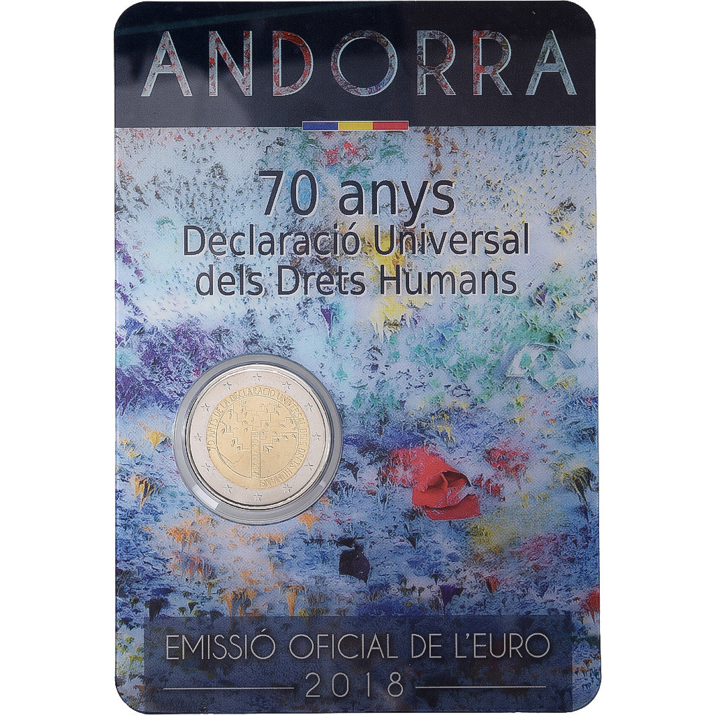 Andorra, 2 Euro, Universal Declaration of Human Rights, Coin Card, BU, 2018