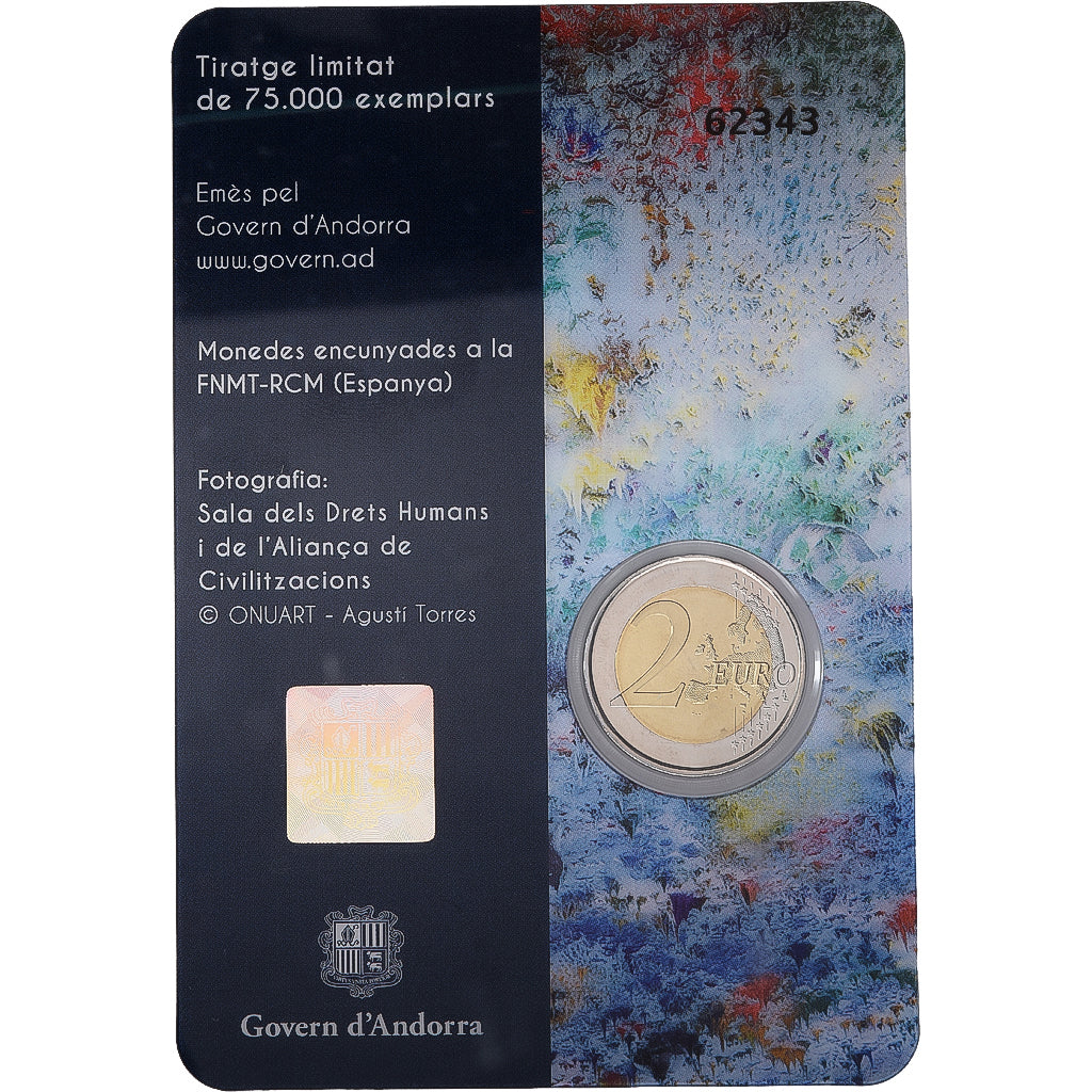 Andorra, 2 Euro, Universal Declaration of Human Rights, Coin Card, BU, 2018