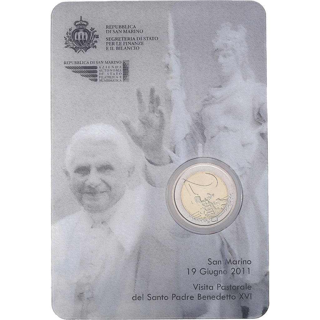 Saint-Marin, 2 Euro, Visite pastorale, Benoît XVI, Coin Card, BU, 2011