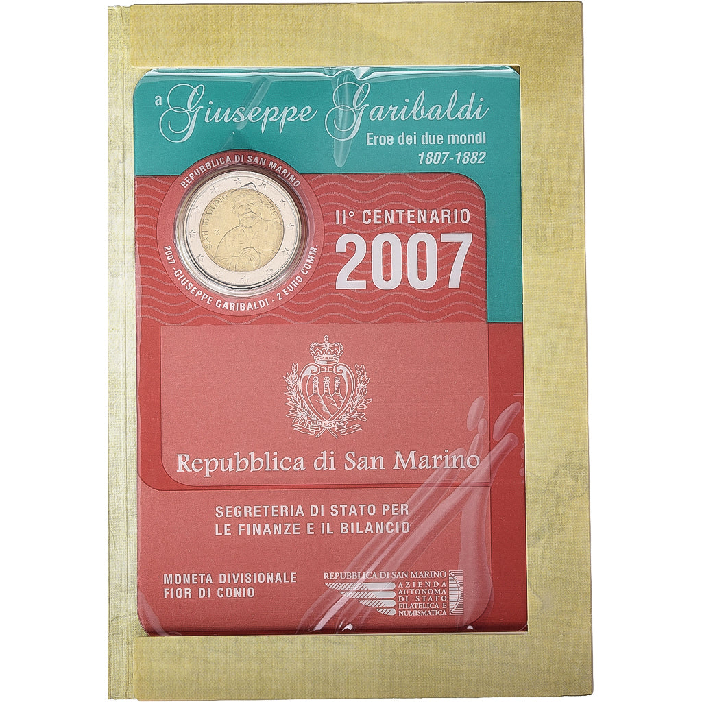 San Marino, 2 Euro, Giuseppe Garibaldi, FDC, 2007, Rome, Bi-Metallic, MS(65-70)