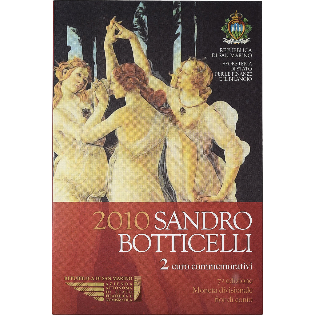 San Marino, 2 Euro, Sandro Botticelli, FDC, 2010, Rome, Bi-Metallic, MS(65-70)
