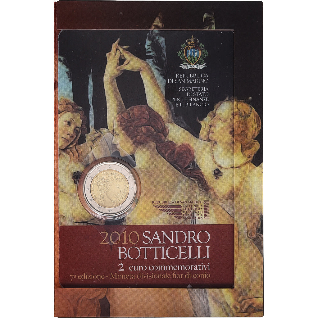 San Marino, 2 Euro, Sandro Botticelli, FDC, 2010, Rome, Bi-Metallic, MS(65-70)