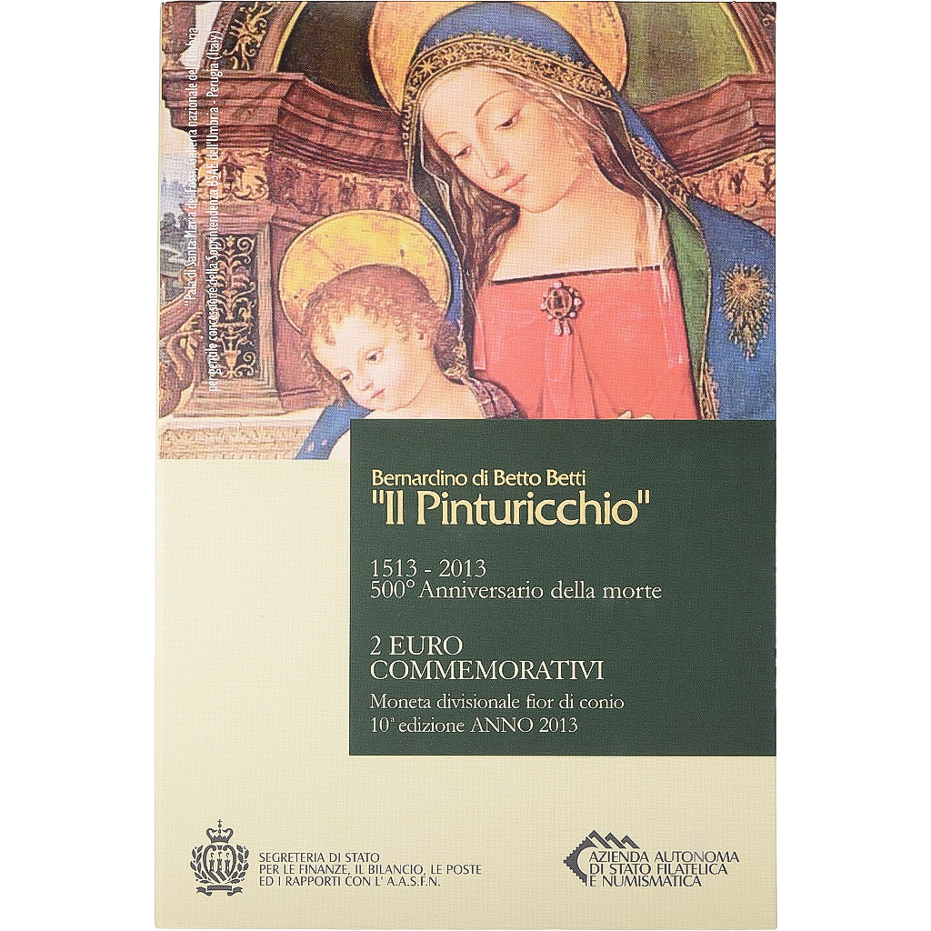 San Marino, 2 Euro, Il Pinturicchio, FDC, 2013, Rome, Bi-Metallic, MS(65-70)