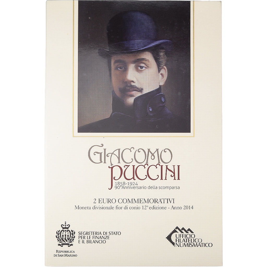 San Marino, 2 Euro, Giacomo Puccini, FDC, 2015, Rome, Bi-Metallic, MS(65-70)