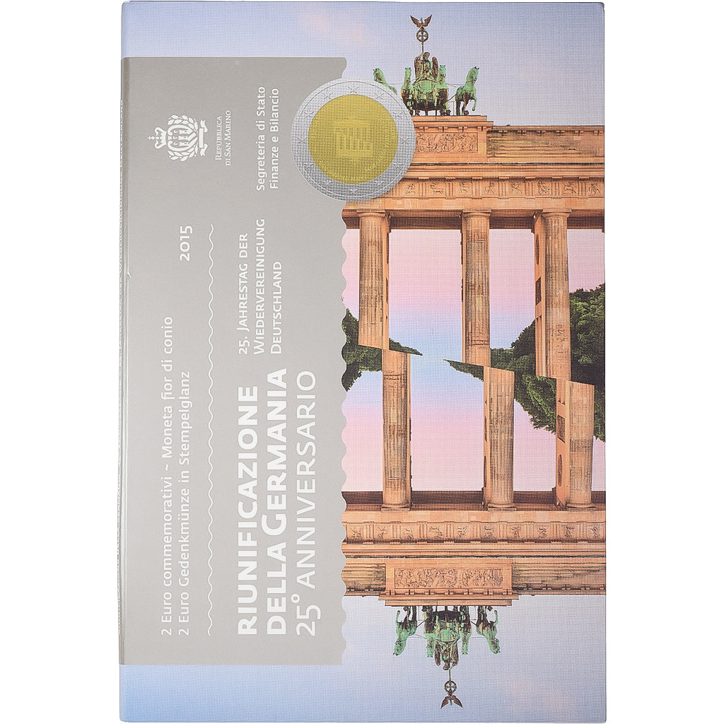 San Marino, 2 Euro, 25 Years of German Unity, FDC, 2016, Rome, Bimetaliczny