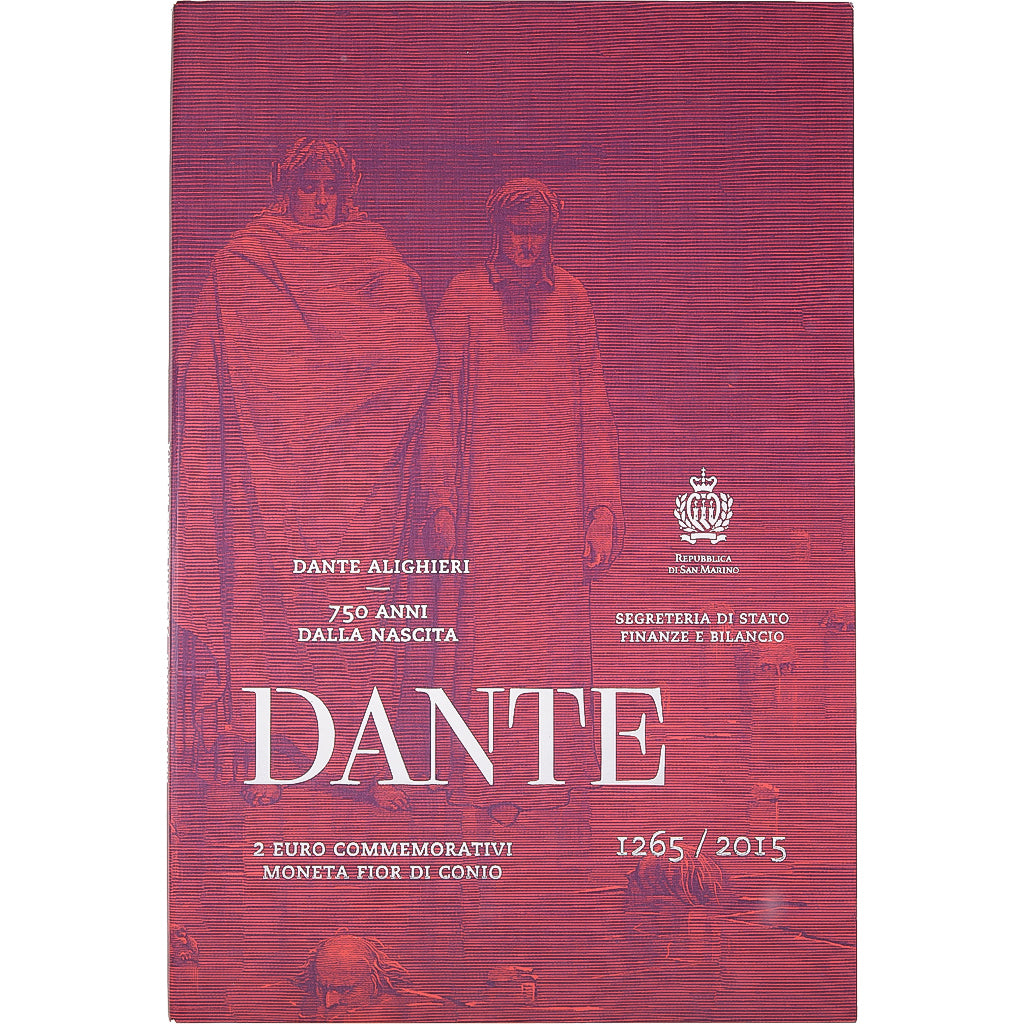 San Marino, 2 Euro, Dante Alighieri, FDC, 2015, Rome, Bi-Metallic, MS(65-70)