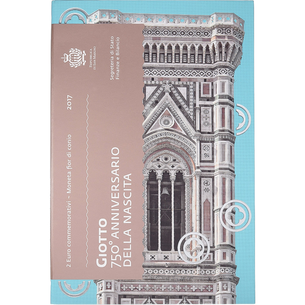 San Marino, 2 Euro, Giotto, FDC, 2017, Rome, Bi-Metallic, MS(65-70)
