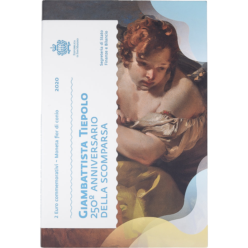 San Marino, 2 Euro, Giambattista Tiepolo, FDC, 2020, Rome, Bimetaliczny