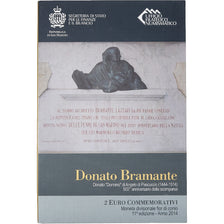 San Marino, 2 Euro, Donato Bramante, FDC, 2014, Rome, Bi-Metallic, MS(65-70)