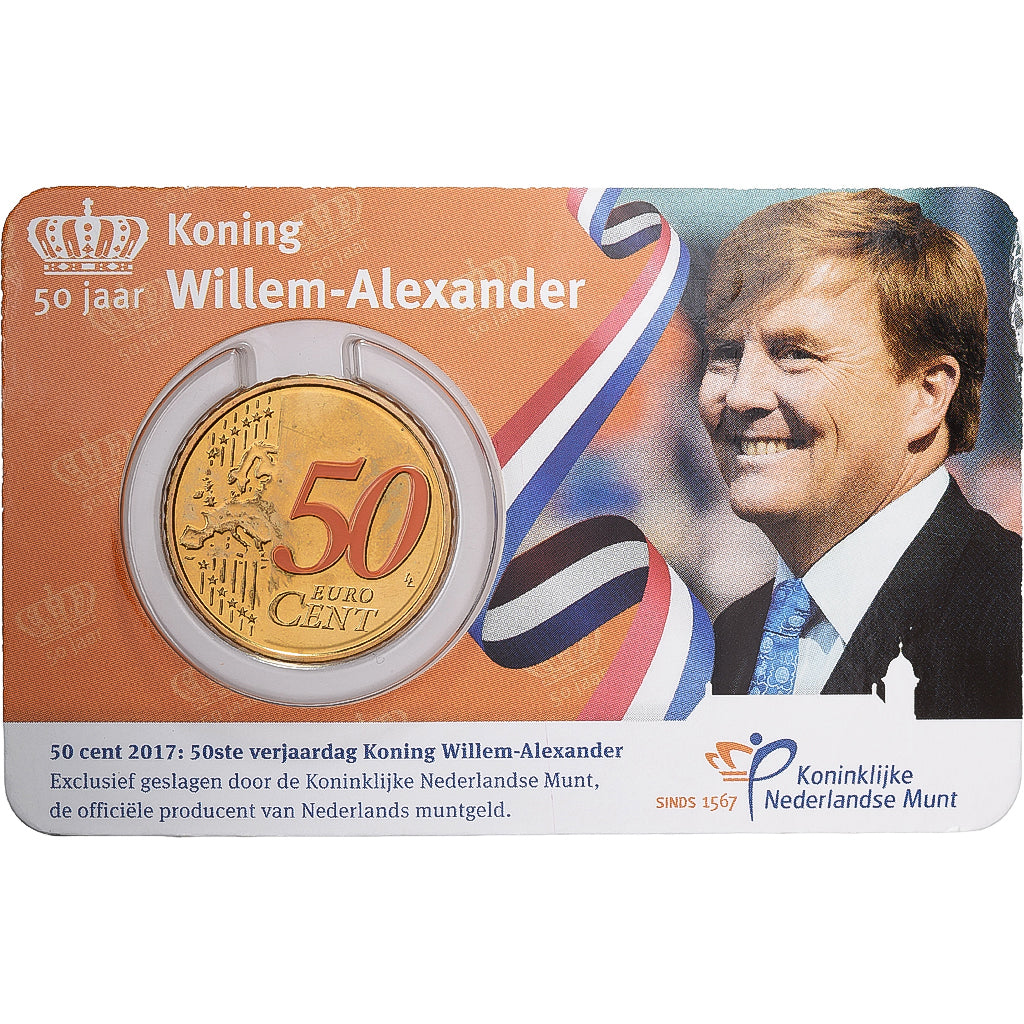 Países Bajos, 50 Euro Cent, Willem-Alexander, Colorized, 2017, Utrecht, Nordic