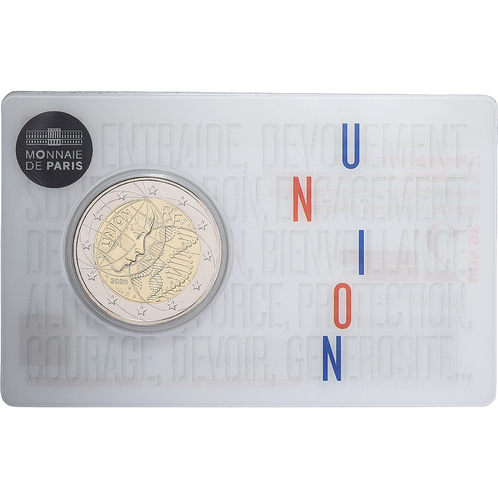 Francia, 2 Euro, Recherche médicale, UNION, Coin Card, BU, 2020, MDP