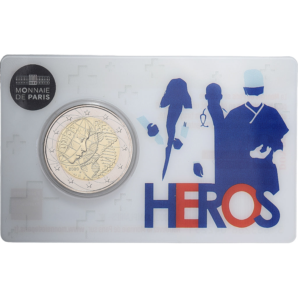 France, 2 Euro, Recherche médicale, HÉROS, Coin Card, BU, 2020, MDP