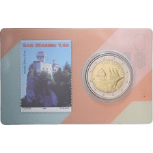 Saint-Marin, 2 Euro, Stamp and coin card.n°2, 2018, Bimétallique, FDC