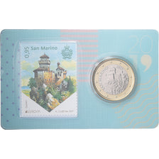 Saint-Marin, 1 Euro, Stamp and coin card, 2019, Bimétallique, FDC