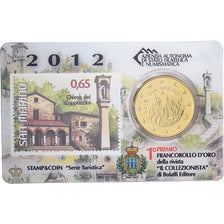 Saint-Marin, 50 Euro Cent, Stamp and coin card, 2012, Or nordique, FDC