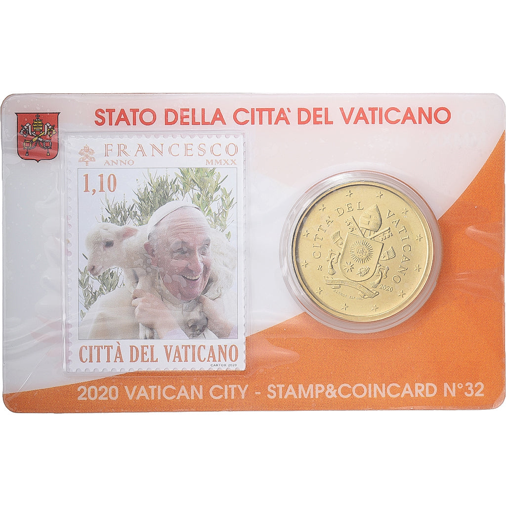 Vaticaanstad, Pope Francis I, 50 Euro Cent, Stamp & coin card n°32, 2020