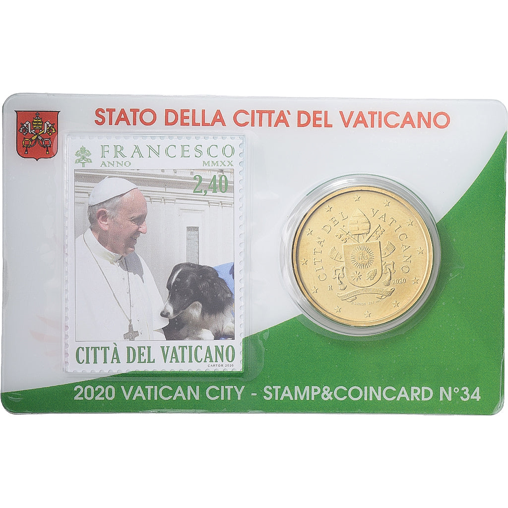 Vatican, Pope Francis I, 50 Euro Cent, Stamp & coin card n°34, 2020, Nordic