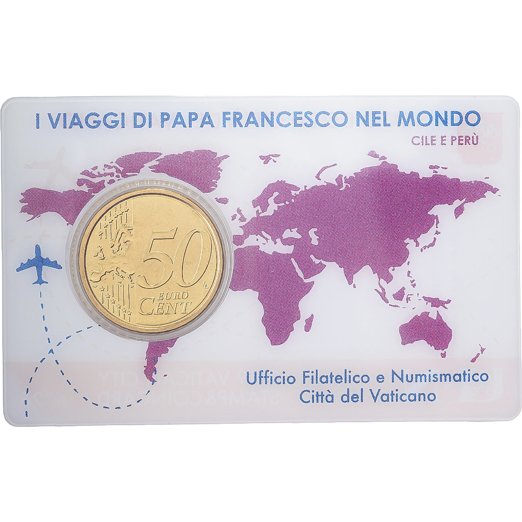CIUDAD DEL VATICANO, Pope Francis I, 50 Euro Cent, Stamp & coin card n°26