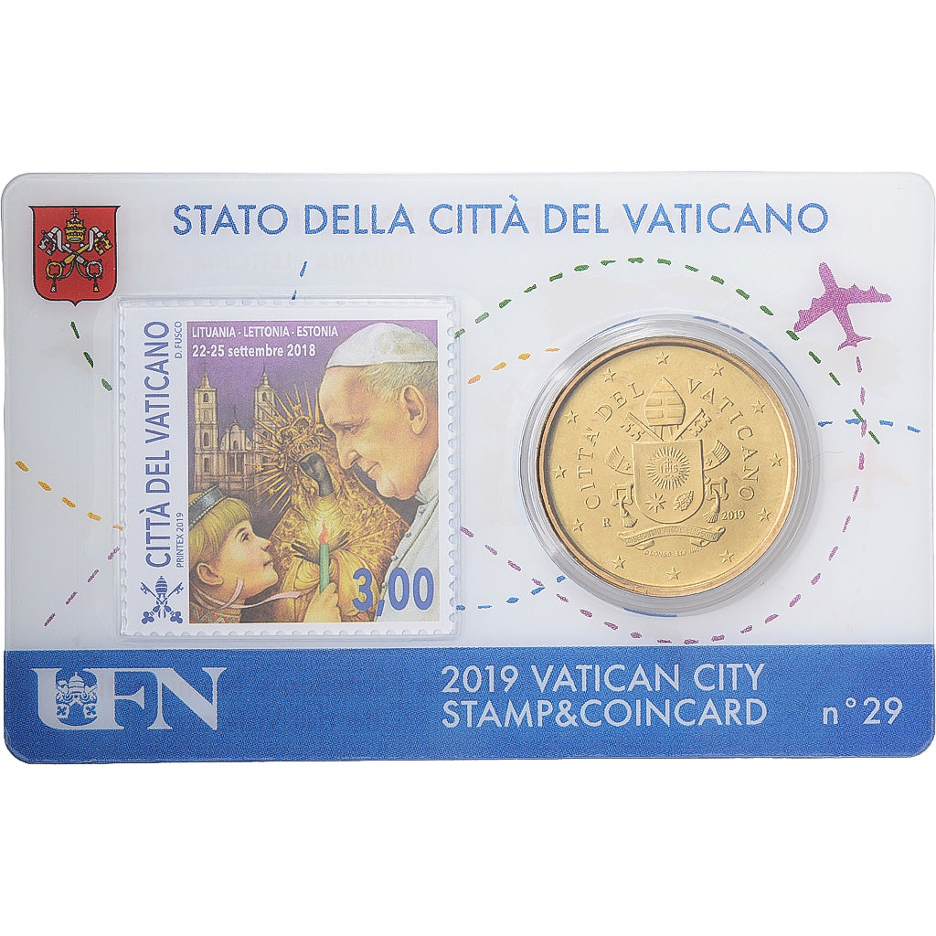CIDADE DO VATICANO, Pope Francis I, 50 Euro Cent, Stamp & coin card n°29, 2019
