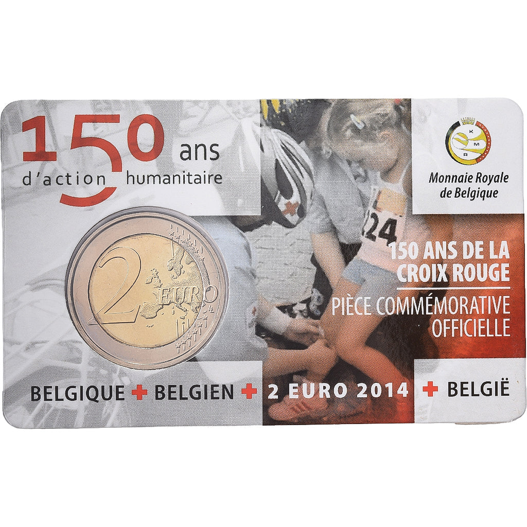 Belgio, 2 Euro, 150 ans de la Croix Rouge, Coin card, 2014, Bi-metallico, FDC