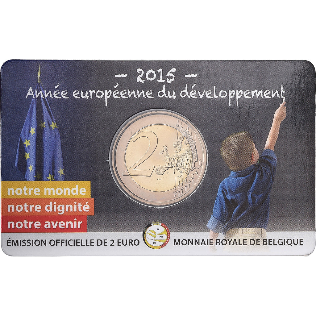 Belgio, 2 Euro, European Year for Development, Coin card, 2015, Bi-metallico