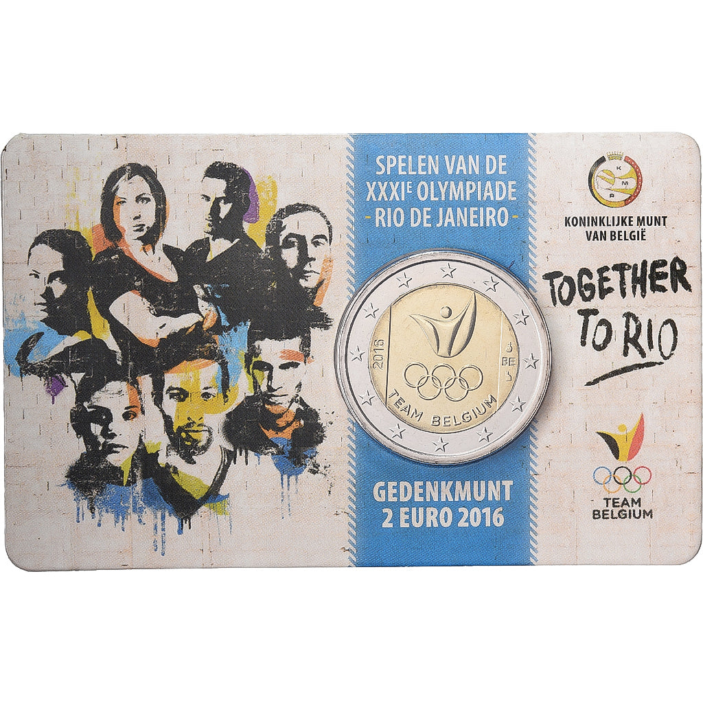 Bélgica, 2 Euro, XXXI Olympic Games, Rio de Janeiro, Coin card, 2016