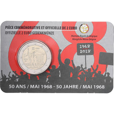 Bélgica, 2 Euro, 50 Ans / Mai 1968, Coin card, 2018, Bimetálico, MS(65-70)